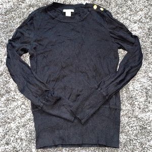 Cozy Black Sweater with Gold Buttons - Women's Size Small